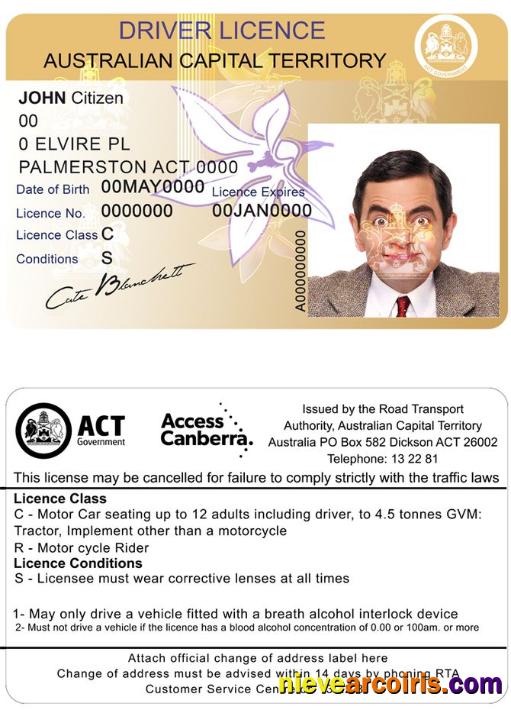 Australia Capital state driving license